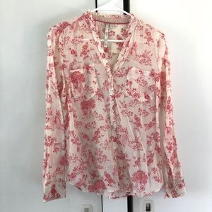 Lauren Conrad dress shirt woodland print  blouse
